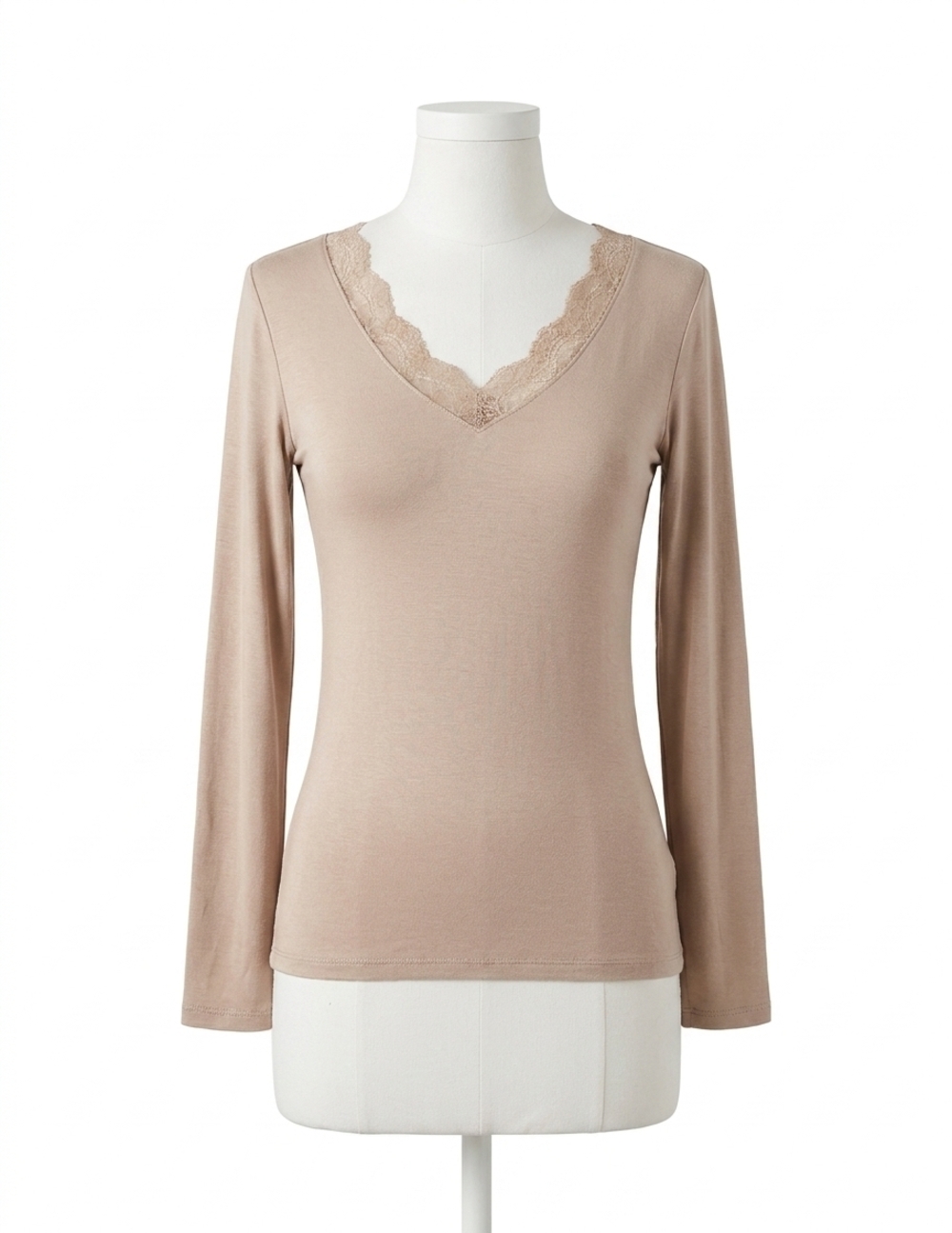 NEW MYSTREE lace v neck modal top in dusty pink